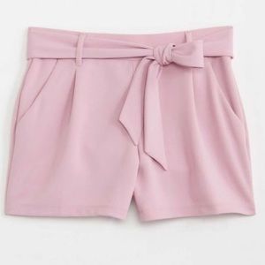 Loft Petite Tie Waist Stretch Pull on Shorts| Light Purple
